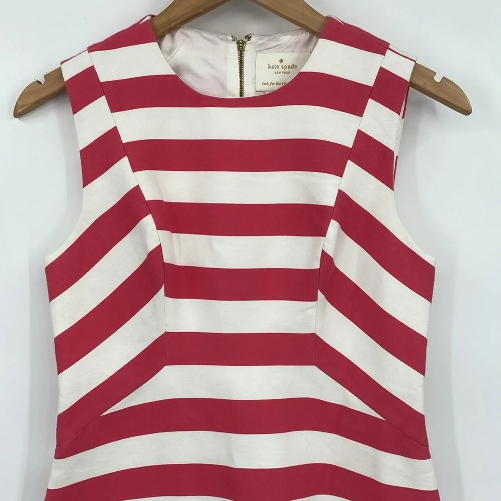 Kate Spade Kite Sicily Dress Womens Size 4 Pink White Stripes Lined‎ Sleeveless